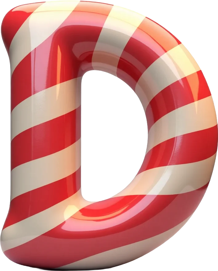 Candy Cane-Inspired Letter D